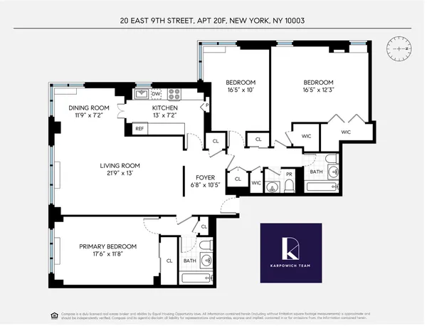 $3,695,000 | 20 East 9th Street, Unit 20F | Greenwich Village