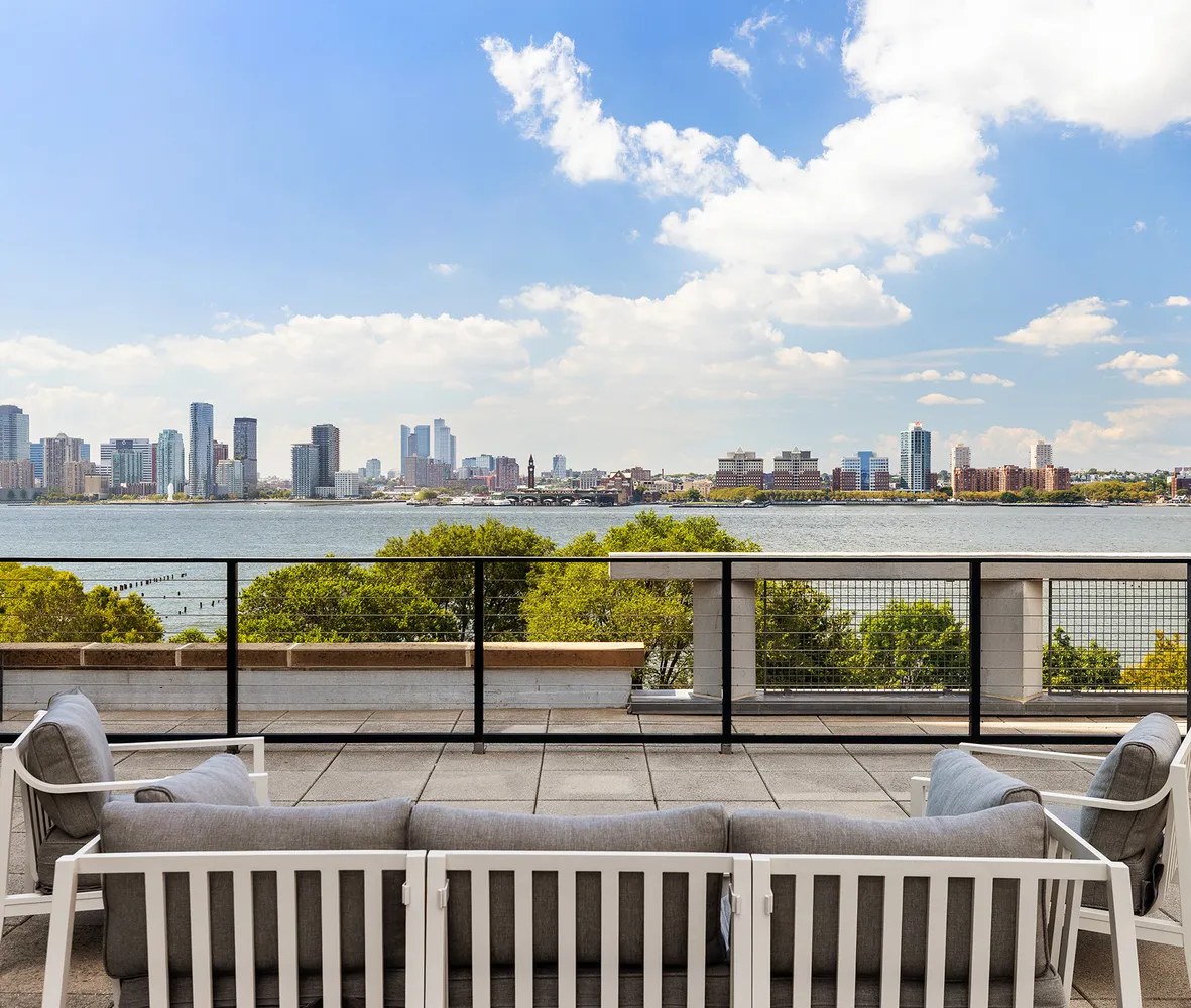 a view of city from a balcony