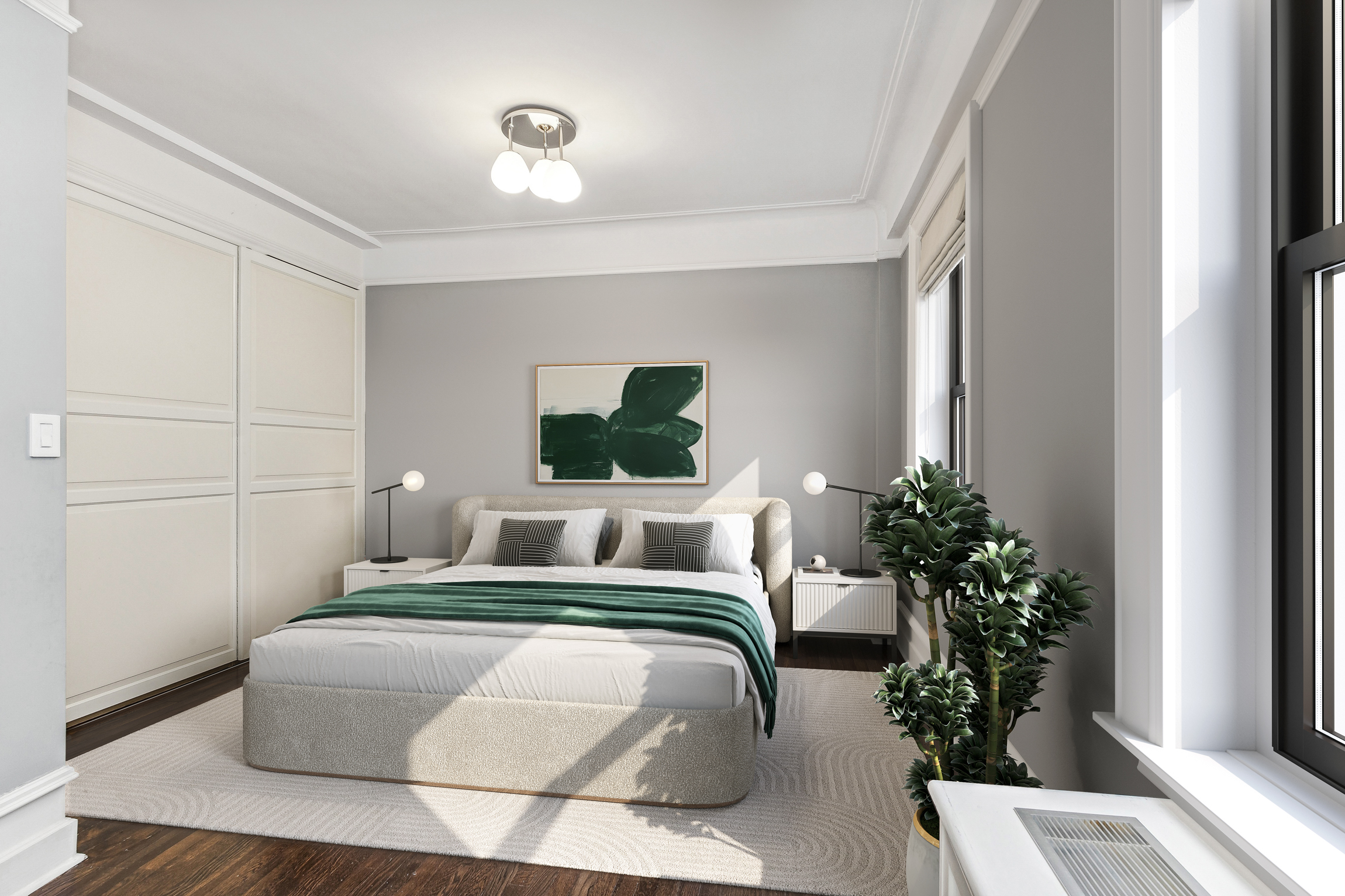 150 West 87th Street, Unit 7B Manhattan, NY 10024 - Photo 4 of 10 a bedroom with furniture and a potted plant