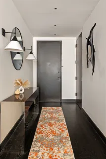 a hallway with a stove