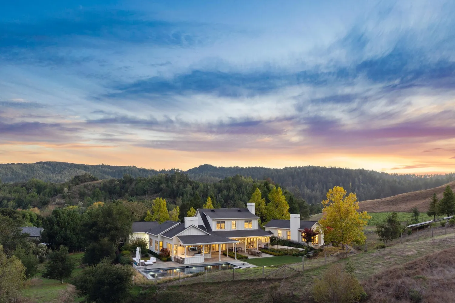 a view of a town with residential houses