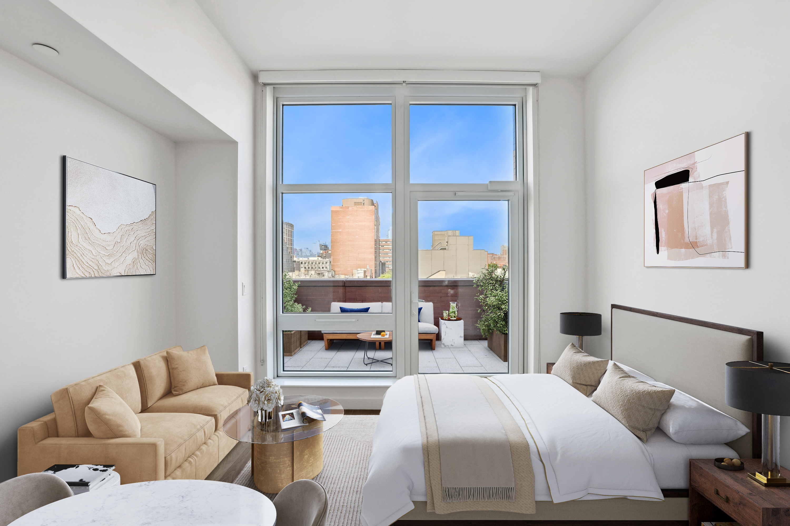 2035 5th Avenue, Unit 5G Manhattan, NY 10035 - Photo 3 of 14 a bedroom with a large bed and a large window