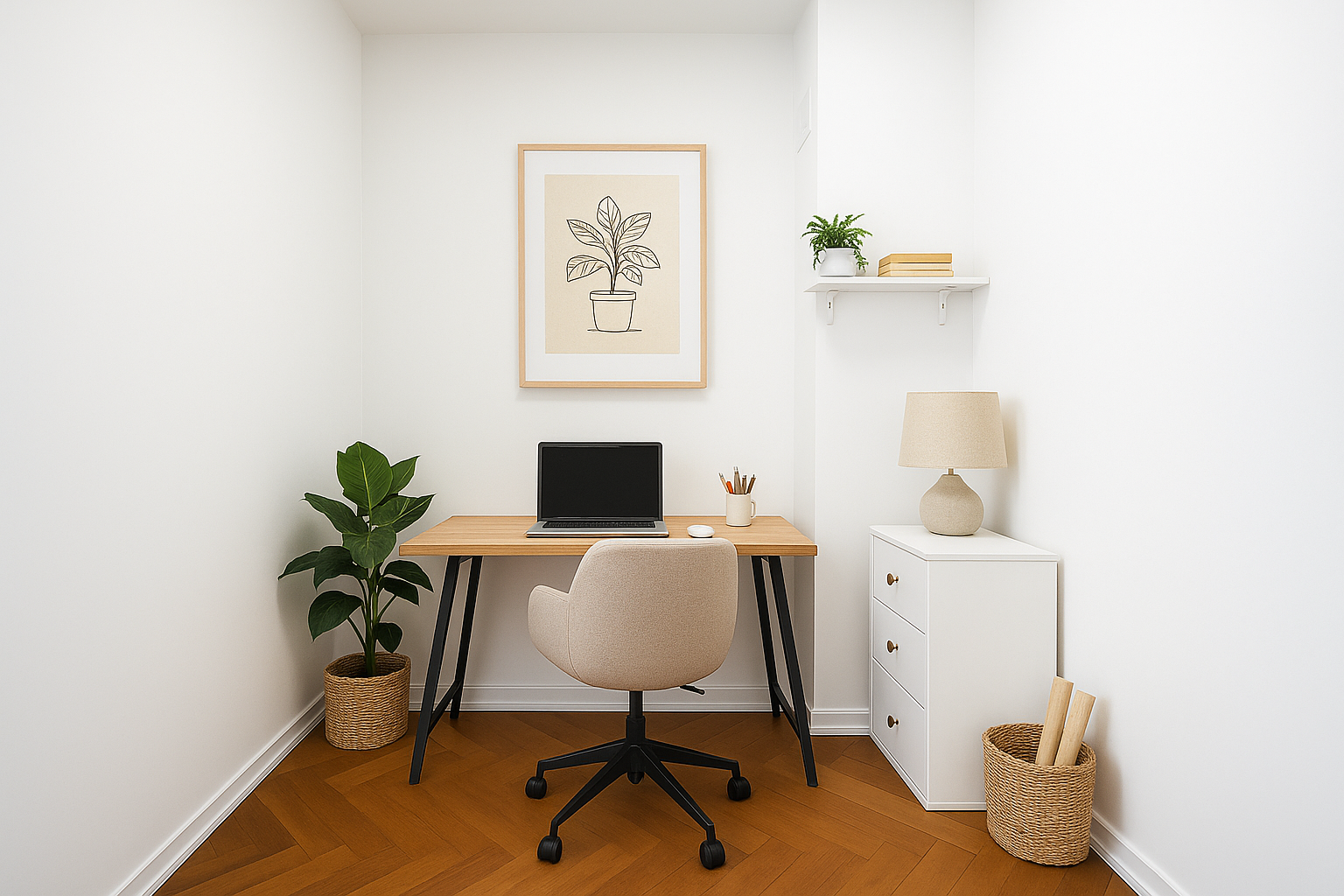 184 Kent Avenue, Unit D519 Brooklyn, NY 11249 - Photo 8 of 17 a view of a workspace with furniture and a potted plant