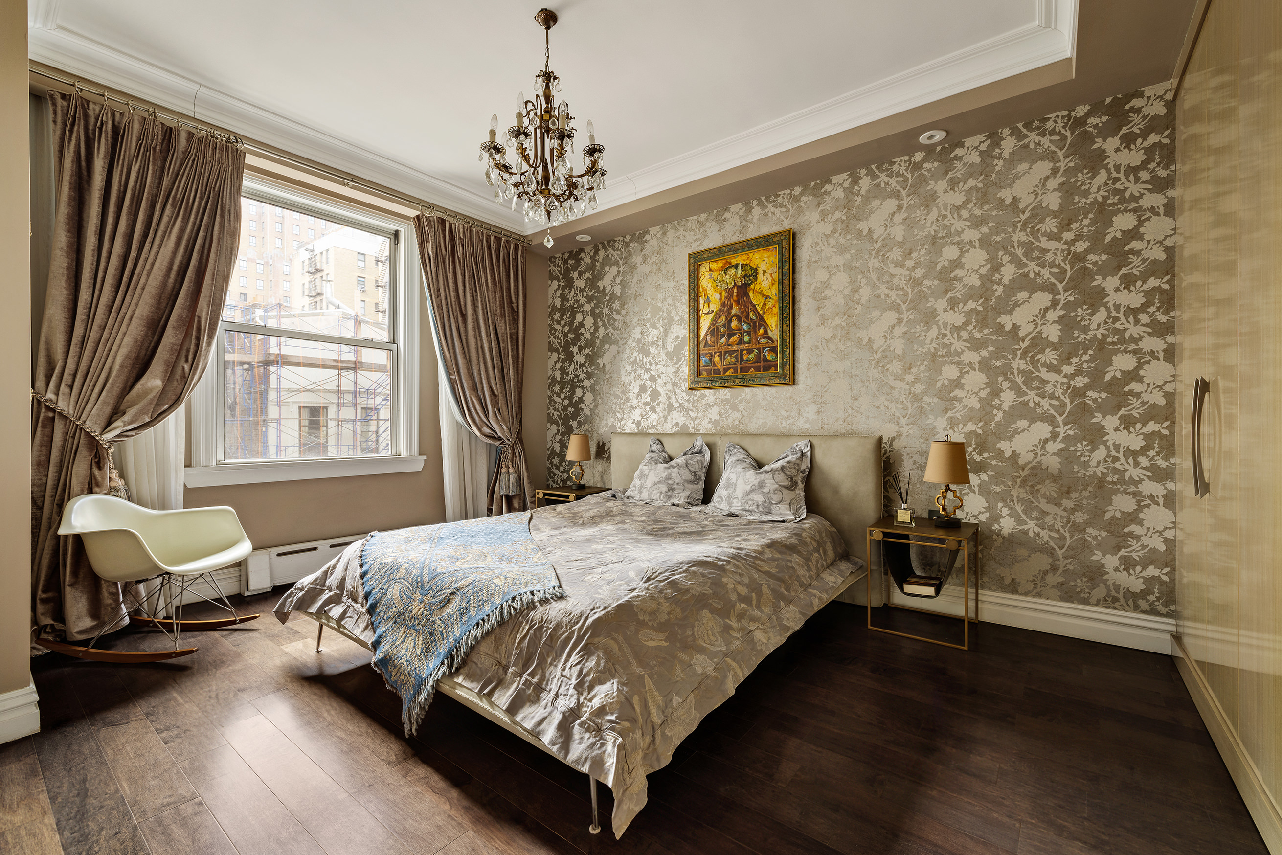 251 West 98th Street, Unit 7B Manhattan, NY 10025 - Photo 8 of 14 a bedroom with a bed wooden floor and window