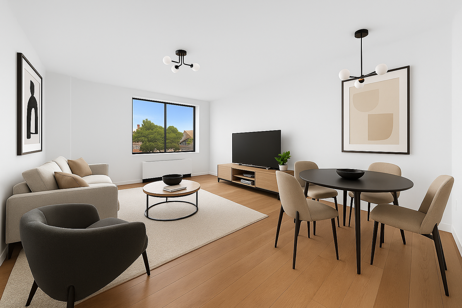 a living room with furniture and a flat screen tv