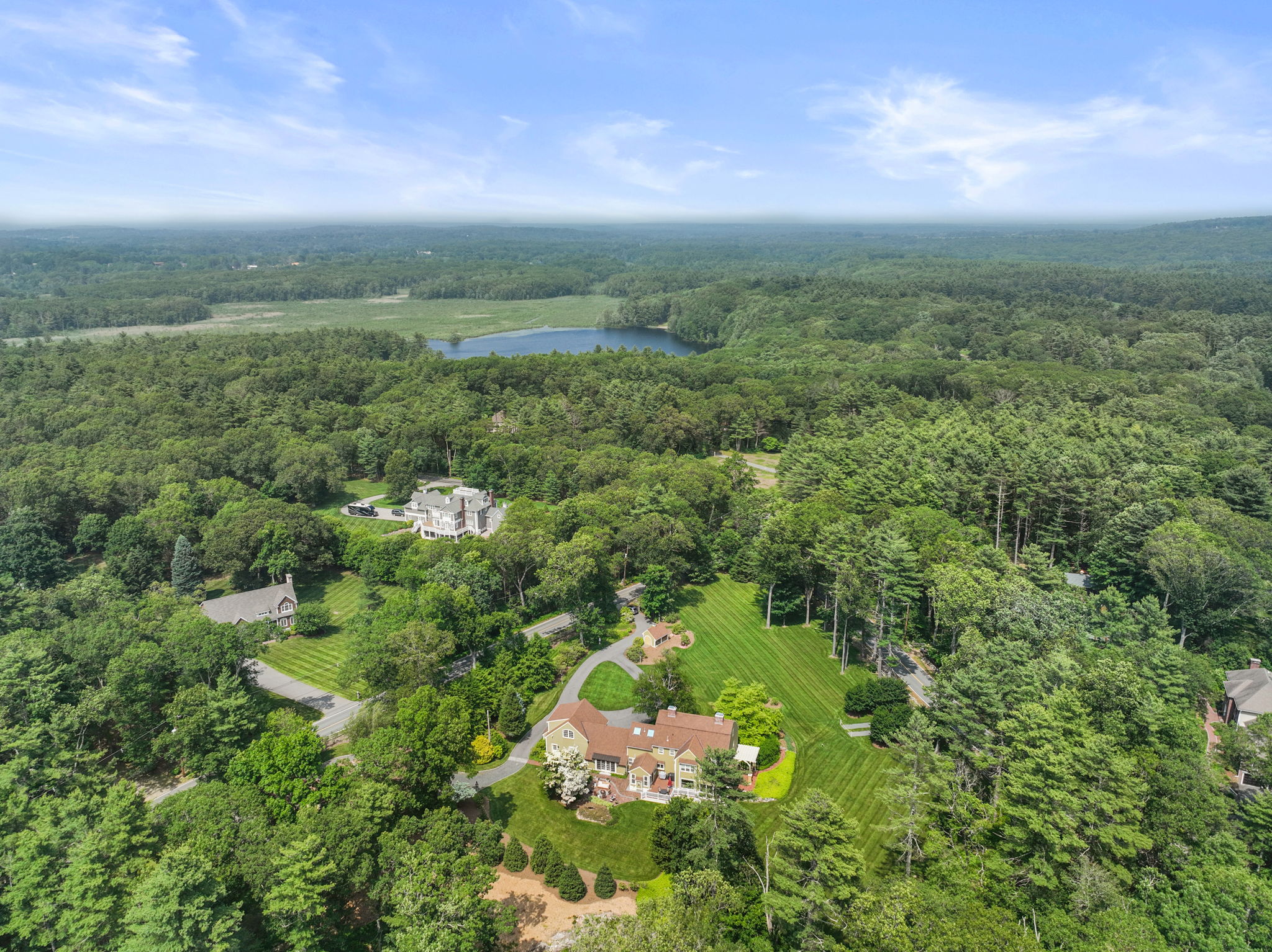 100 Farm Road Sherborn, MA 01770 - Photo 9 of 17 an aerial view of residential houses with outdoor space and trees