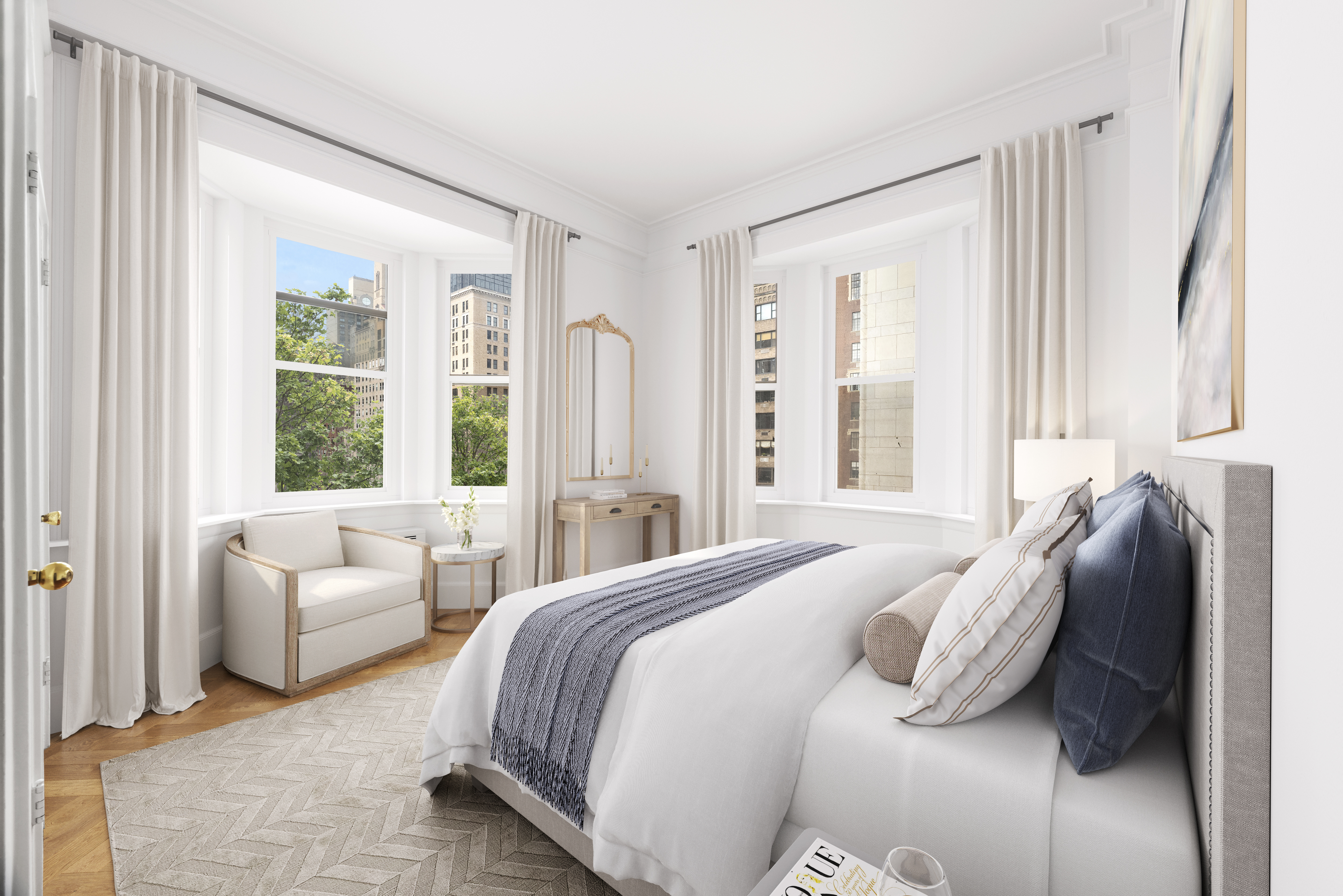 36 Gramercy Park East, Unit 5W Manhattan, NY 10003 - Photo 6 of 12 a bedroom with a bed and a large window