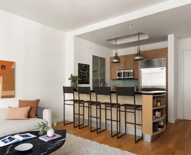 a living room with furniture