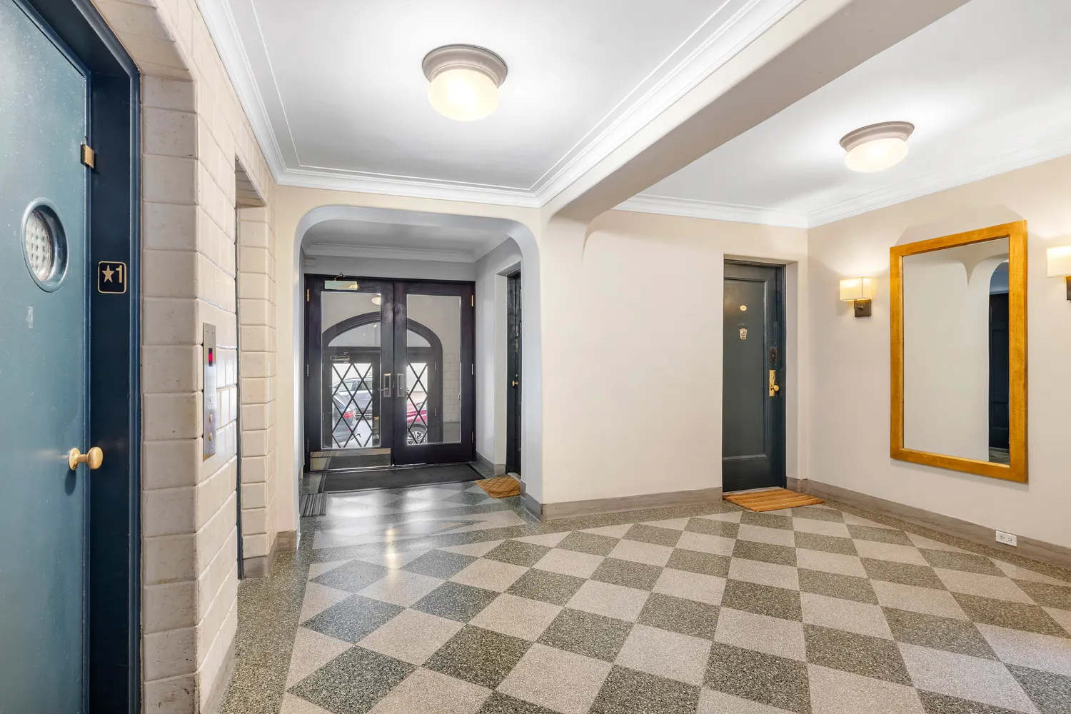 a view of a hallway with a bedroom