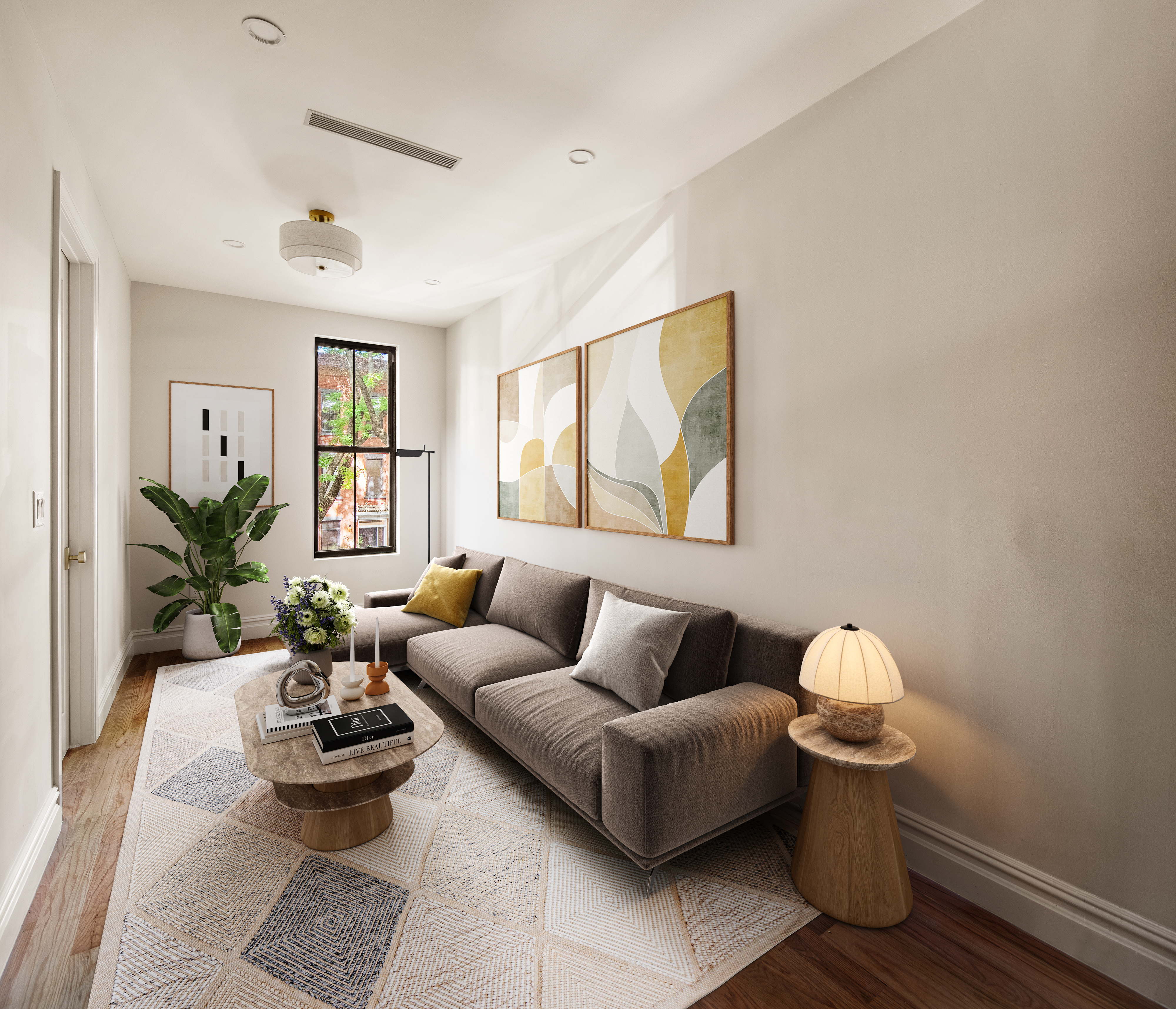 1110 Putnam Avenue, Unit 2 Brooklyn, NY 11221 - Photo 2 of 8 a living room with furniture and a potted plant