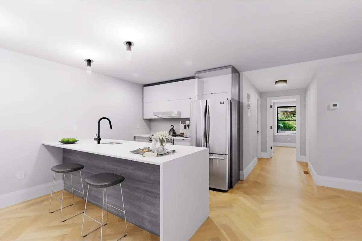 1183 Jefferson Avenue, Unit 1 Brooklyn, NY 11221 - Photo 3 of 11 a kitchen with stainless steel appliances a sink a stove and refrigerator