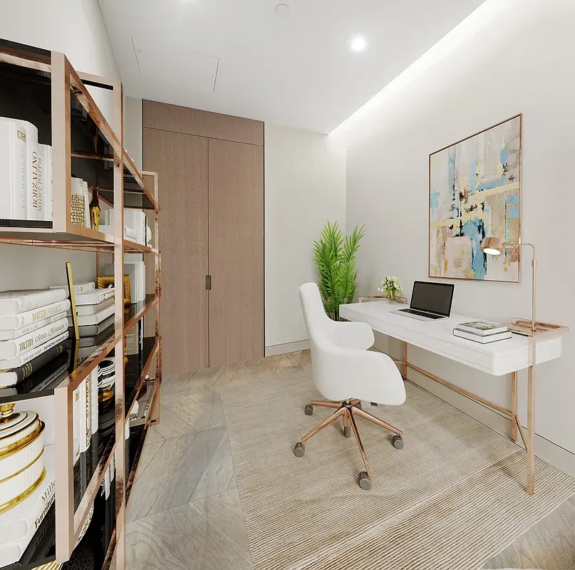 a workspace with furniture