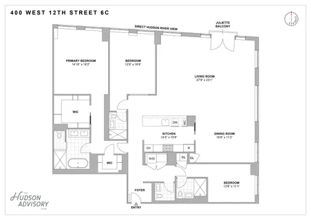$10,495,000 | 400 West 12th Street, Unit 6C | West Village