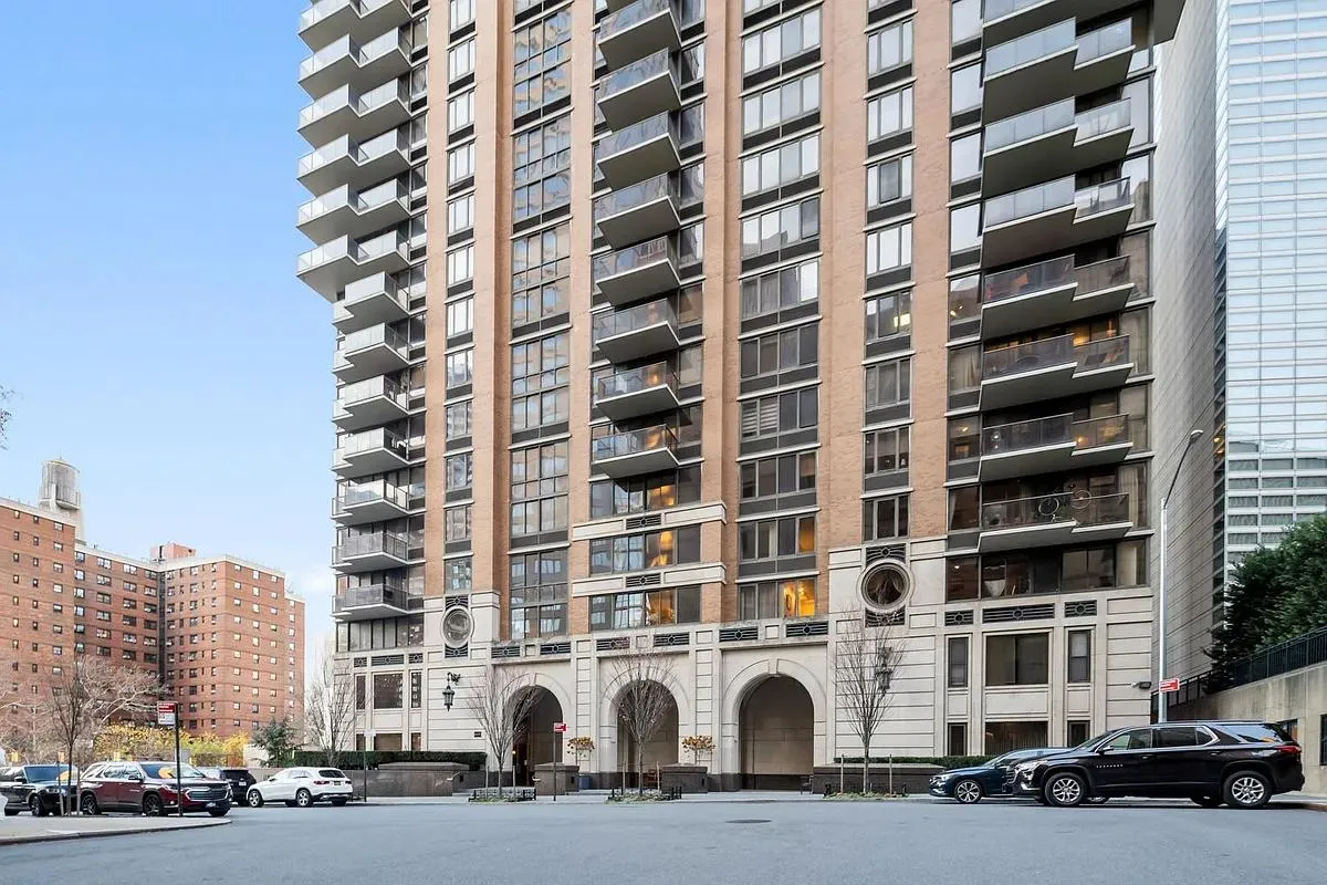 front view of a building with a street