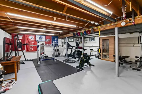 a view of a room with gym equipment
