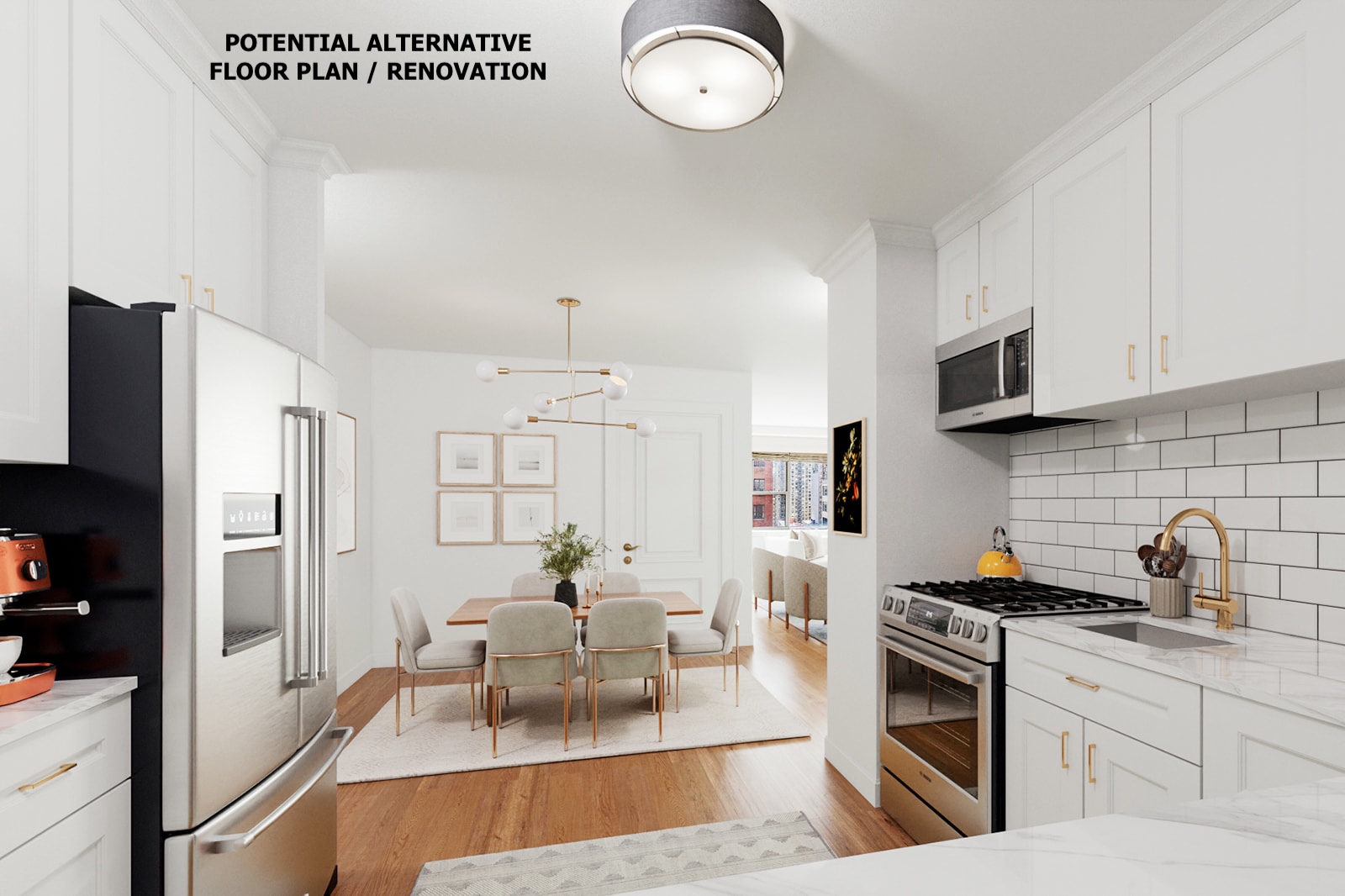 139 East 33rd Street, Unit 12DE Manhattan, NY 10016 - Photo 5 of 27 a kitchen with stainless steel appliances granite countertop a sink dishwasher stove and refrigerator