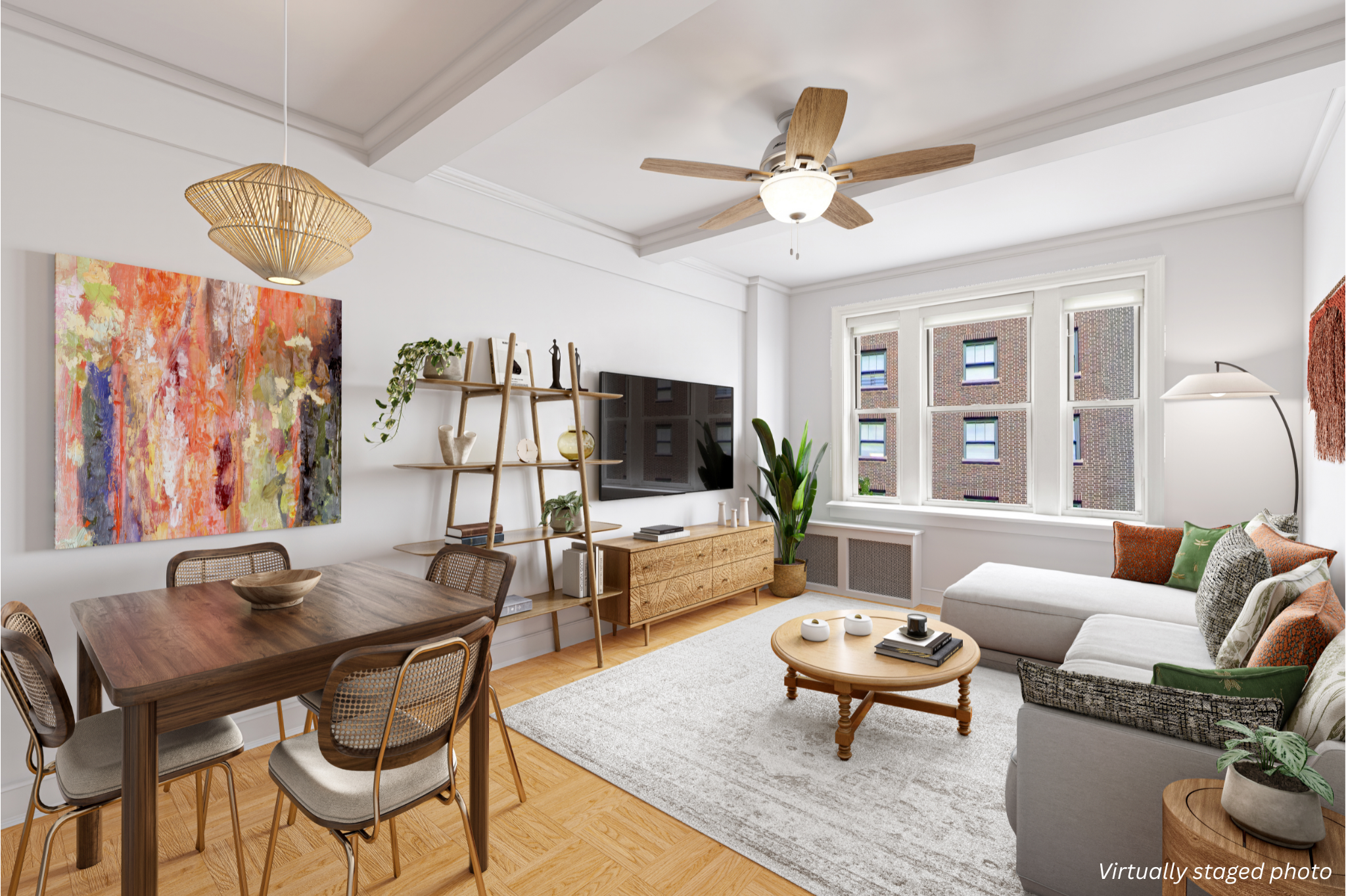 16 East 98th Street, Unit 7F Manhattan, NY 10029 - Photo 1 of 6 a living room with furniture and a flat screen tv