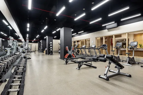 a view of a room with gym equipment