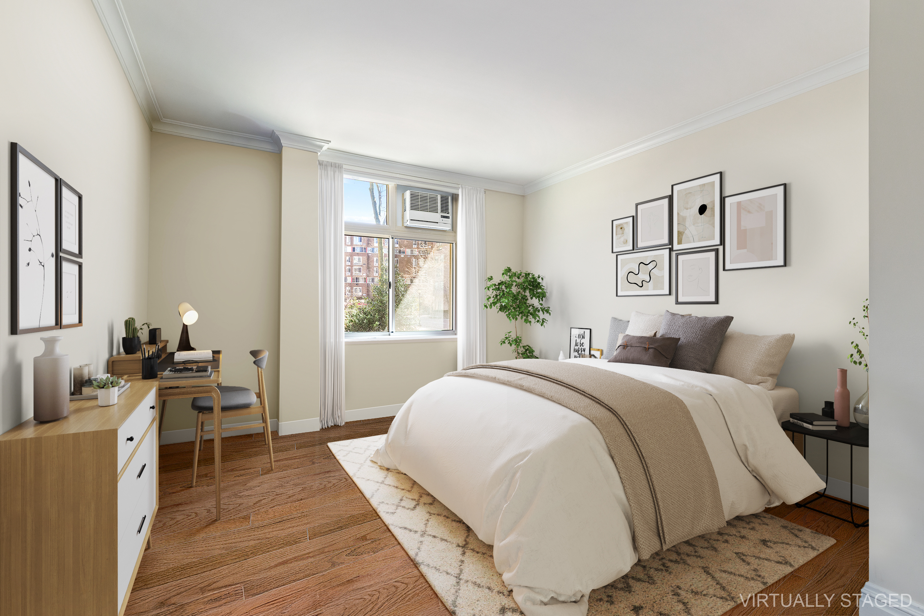 551 Main Street, Unit 208 Manhattan, NY 10044 - Photo 12 of 36 a bed room with a bed and a window