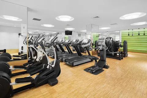 a view of a room with gym equipment