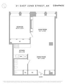 $1,395,000 | 21 East 22nd Street, Unit 6H | Flatiron