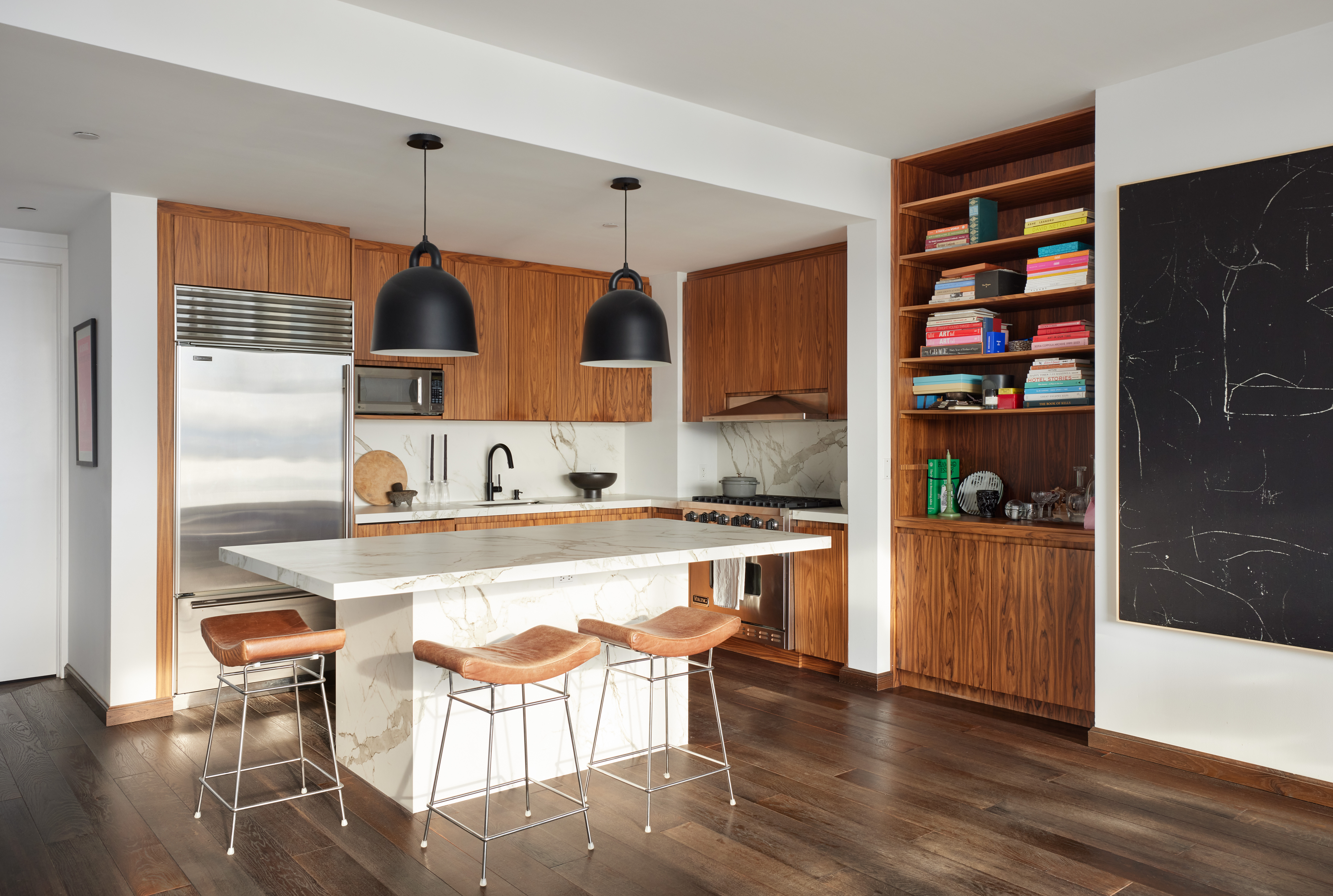 505 Greenwich Street, Unit 14A Manhattan, NY 10013 - Photo 6 of 20 a kitchen with stainless steel appliances granite countertop a sink and a refrigerator