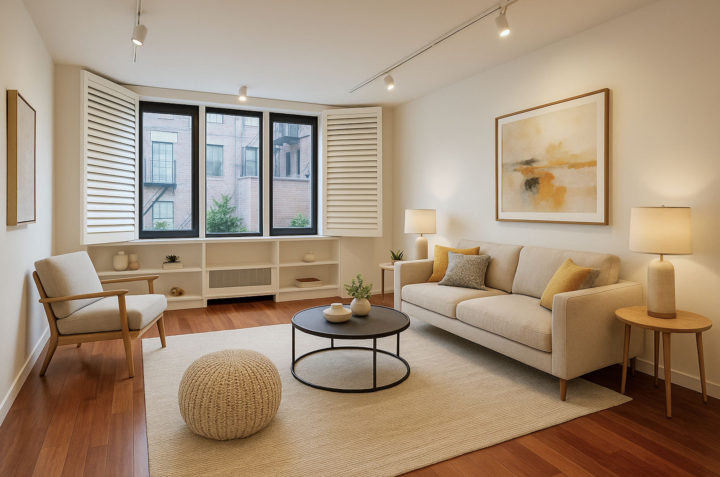 50 West 15th Street, Unit 2D Manhattan, NY 10011 - Photo 2 of 15 a living room with furniture a window and a potted plant