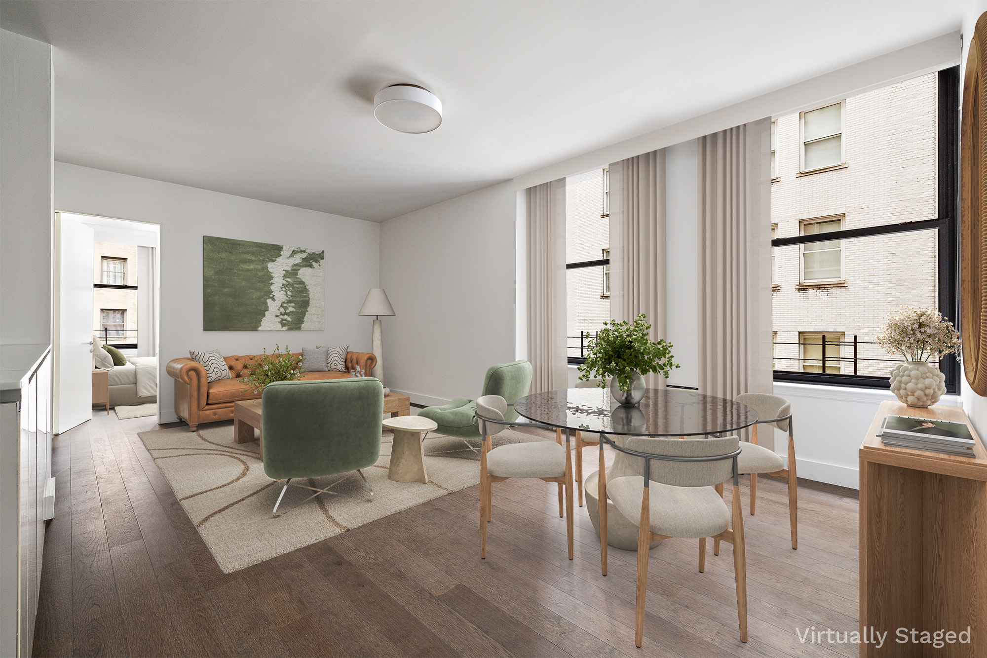 25 Broad Street, Unit 16I Manhattan, NY 10004 - Photo 1 of 23 a living room with furniture and a large window