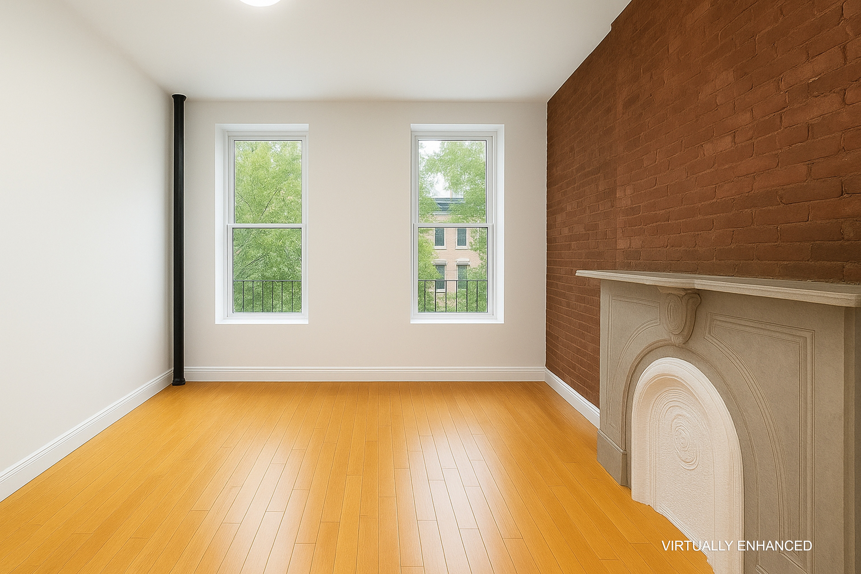 an empty room with windows