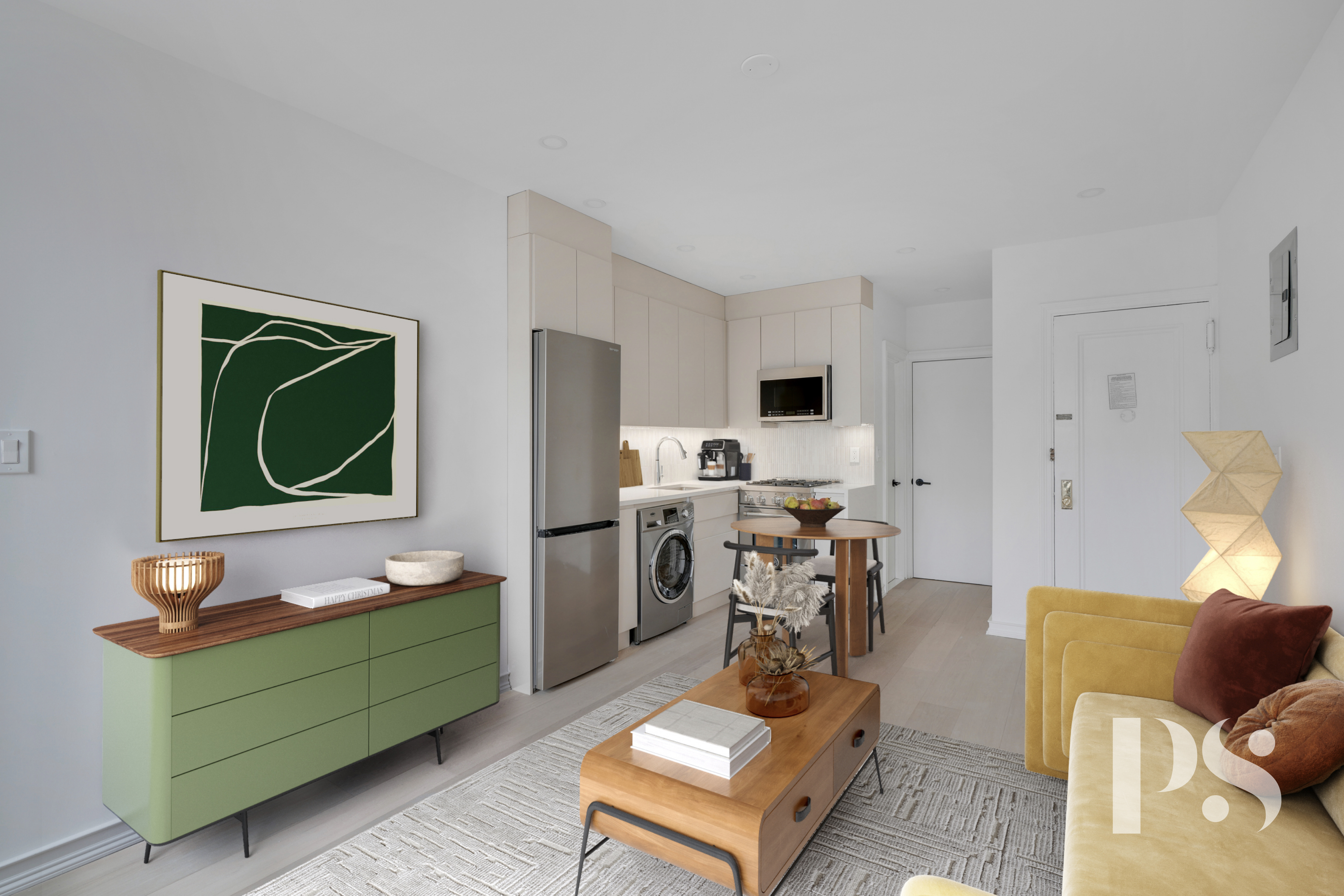 51 Jane Street, Unit 16 Manhattan, NY 10014 - Photo 1 of 6 a living room with furniture and a flat screen tv