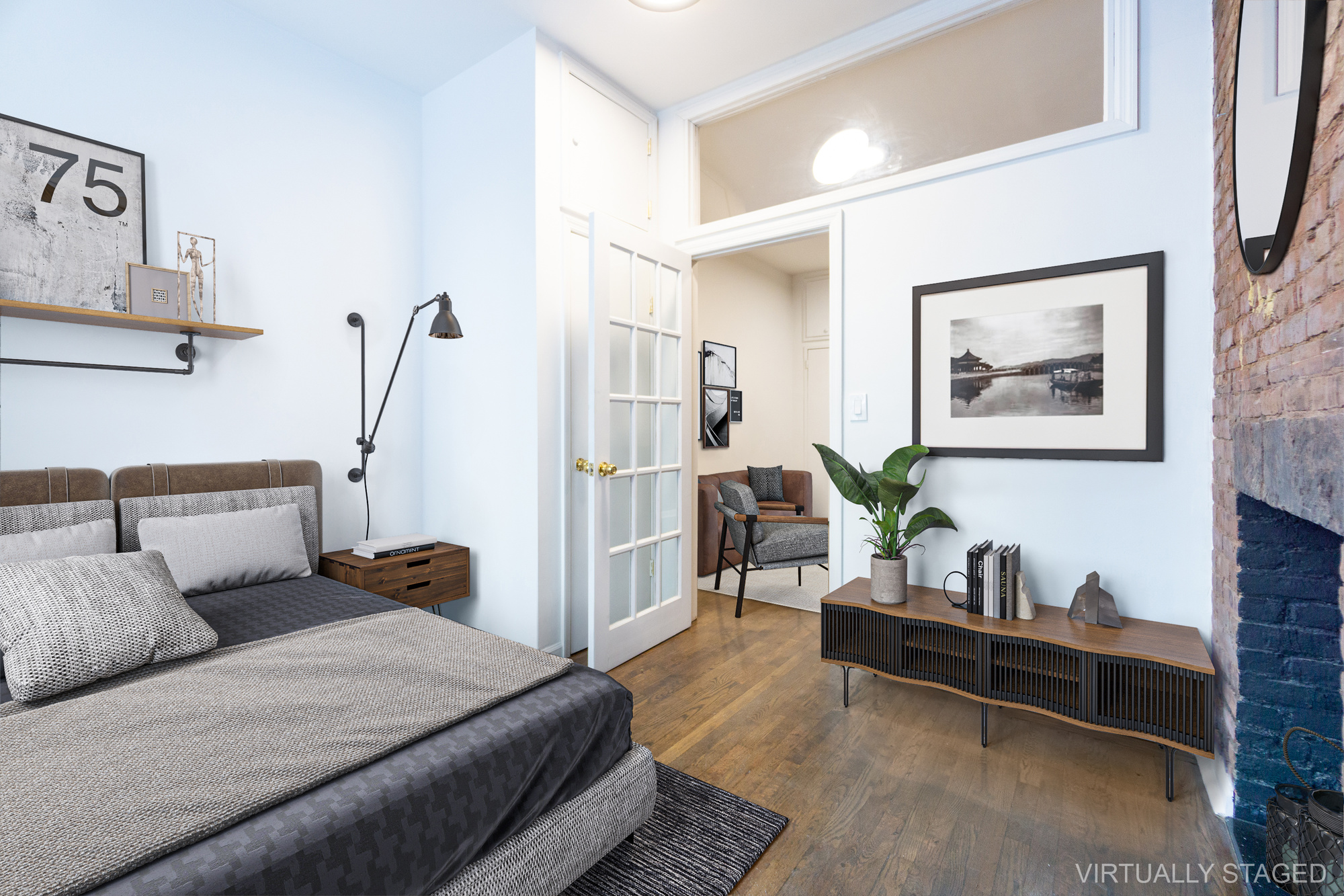 339 East 6th Street, Unit B Manhattan, NY 10003 - Photo 7 of 22 a bedroom with furniture and a wooden floor