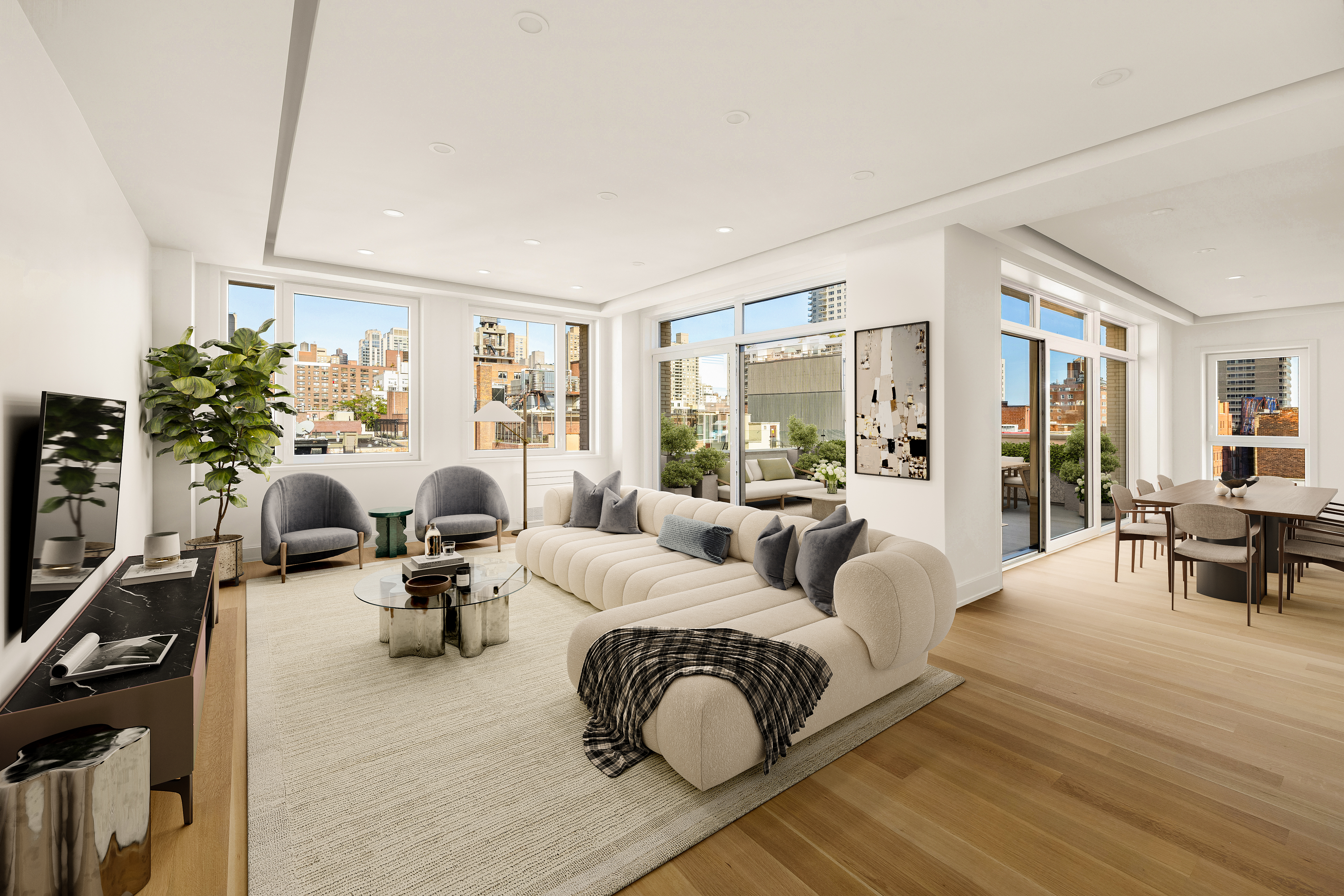 a living room with furniture or couch and a flat screen tv