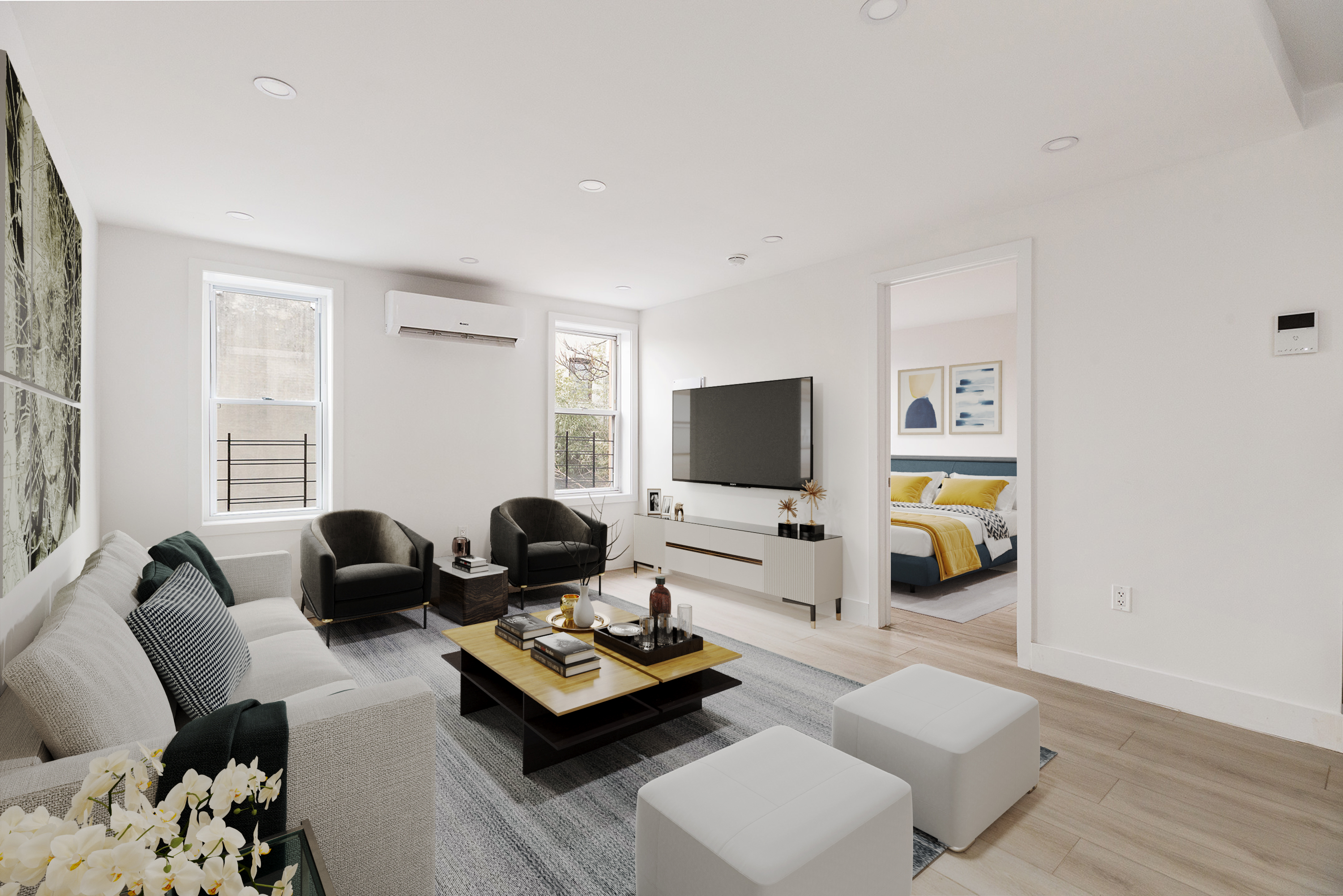 392 5th Avenue, Unit 3A Brooklyn, NY 11215 - Photo 2 of 9 a living room with furniture a flat screen tv and a window