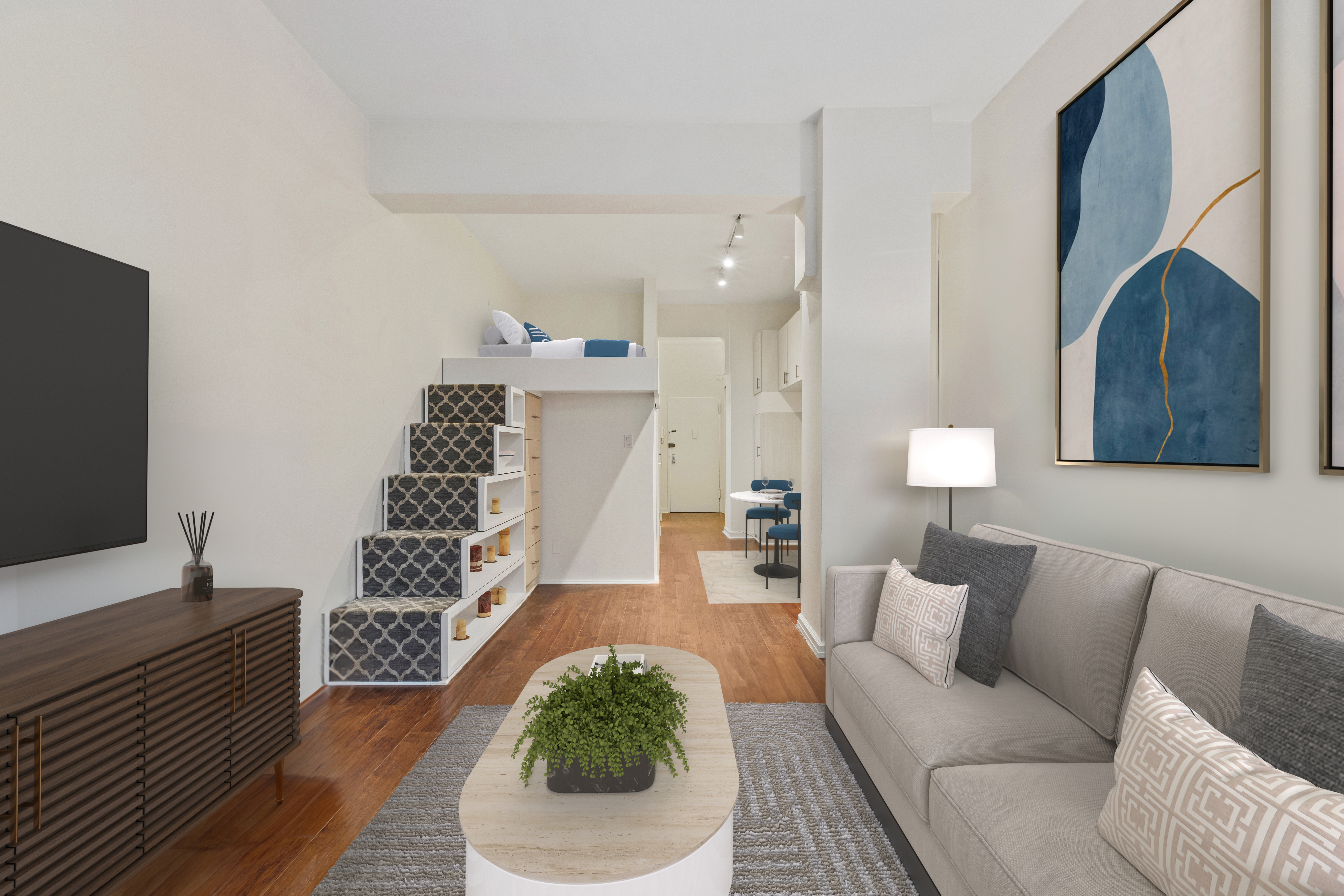 310 East 23rd Street, Unit 5B Manhattan, NY 10010 - Photo 3 of 11 a living room with furniture and a flat screen tv