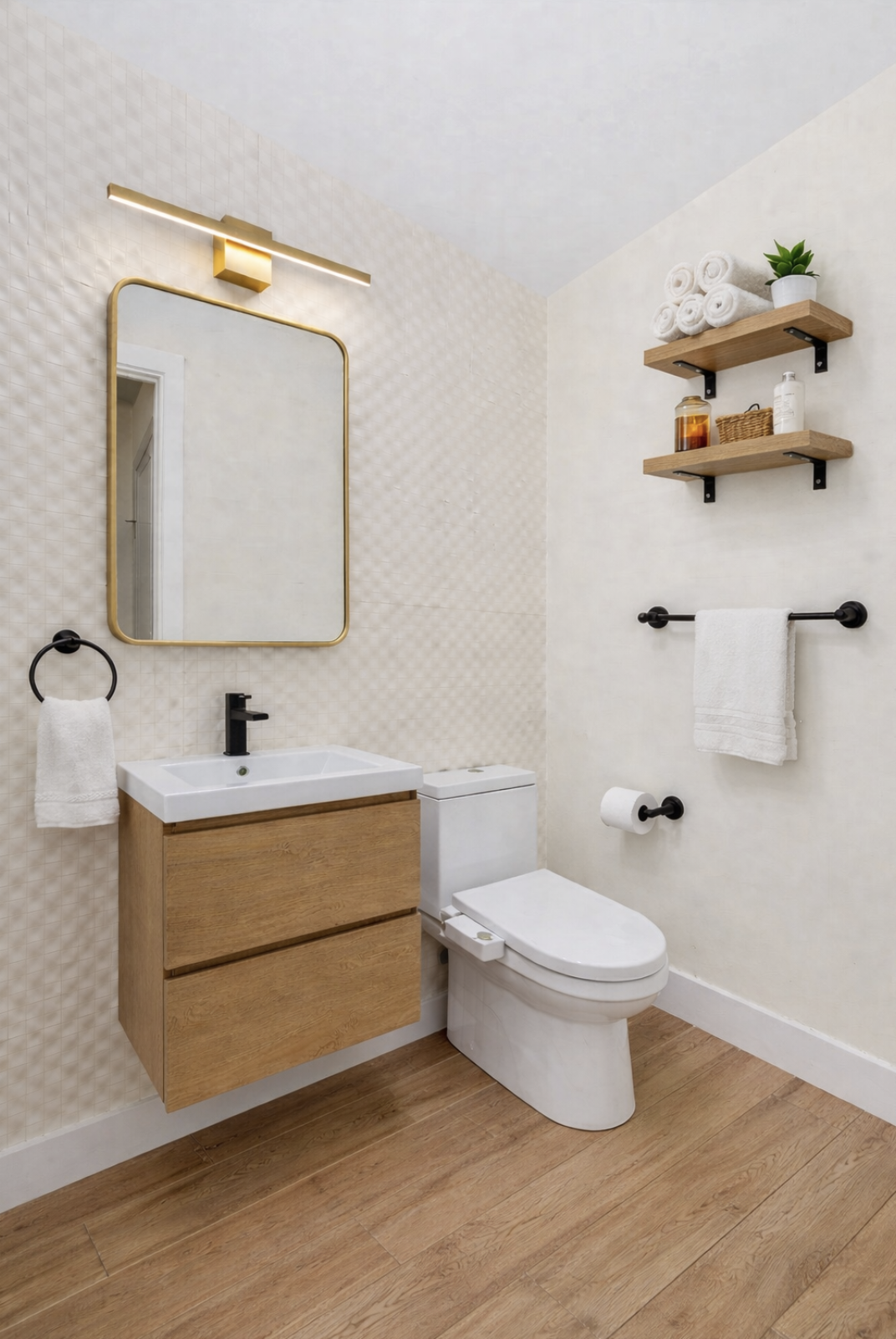 223 Pulaski Street, Unit 1A Brooklyn, NY 11206 - Photo 8 of 9 a bathroom with a sink mirror and toilet