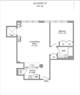$1,295,000 | 338 Berry Street, Unit 2E | Williamsburg