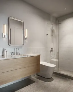 a bathroom with a bathtub and a sink