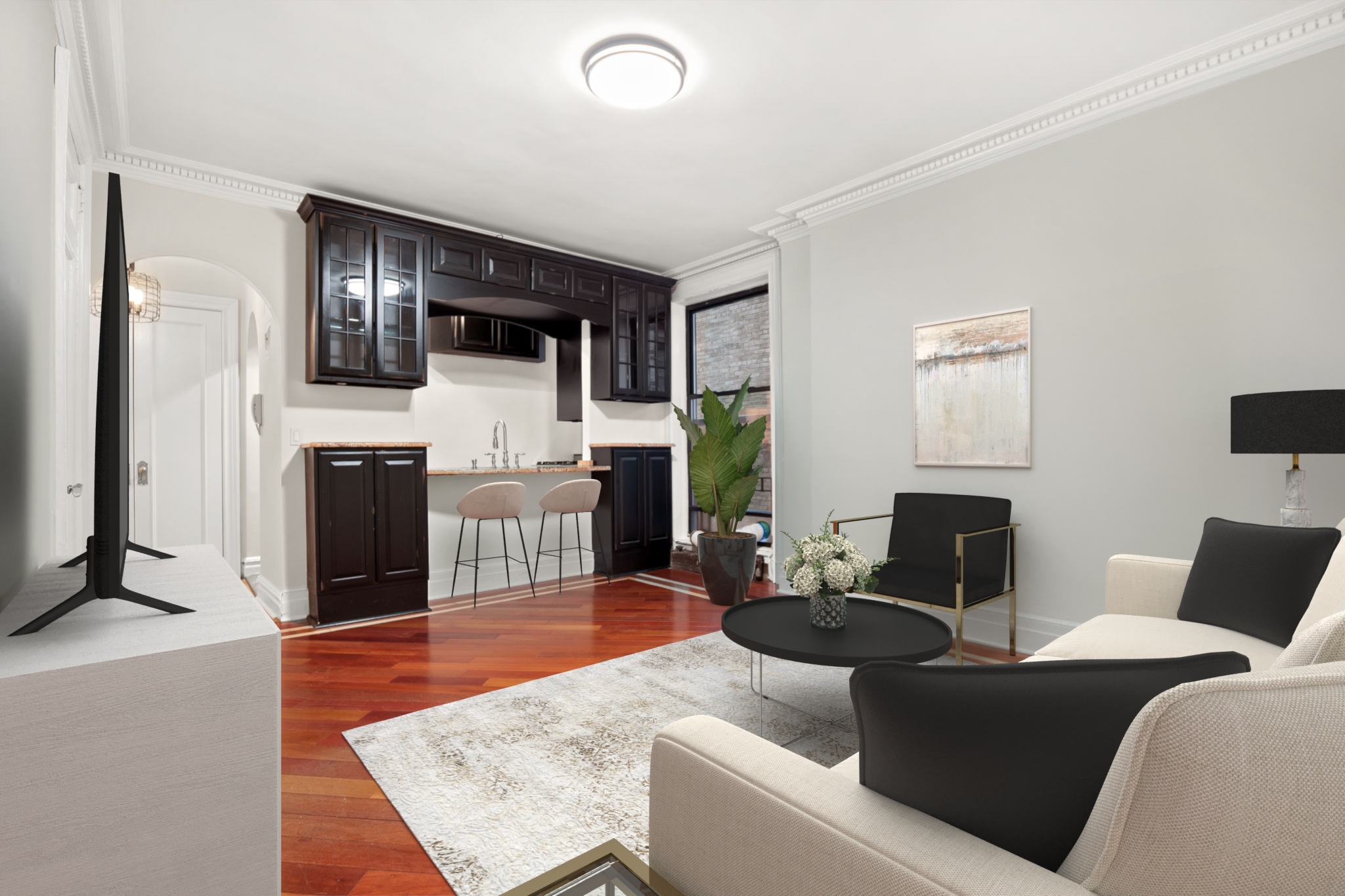 305 West 72nd Street, Unit 7D Manhattan, NY 10023 - Photo 1 of 12 a living room with furniture and a fireplace