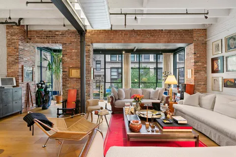 a living room with furniture