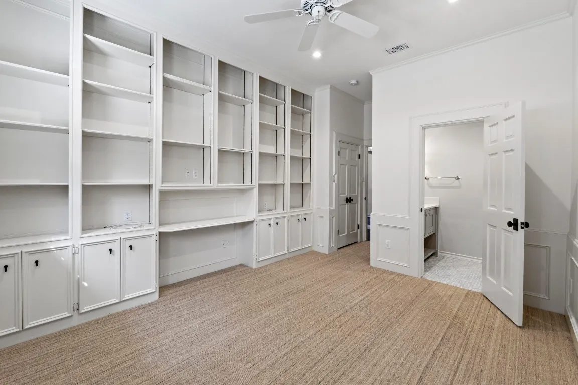 a view of a balcony with wooden floor