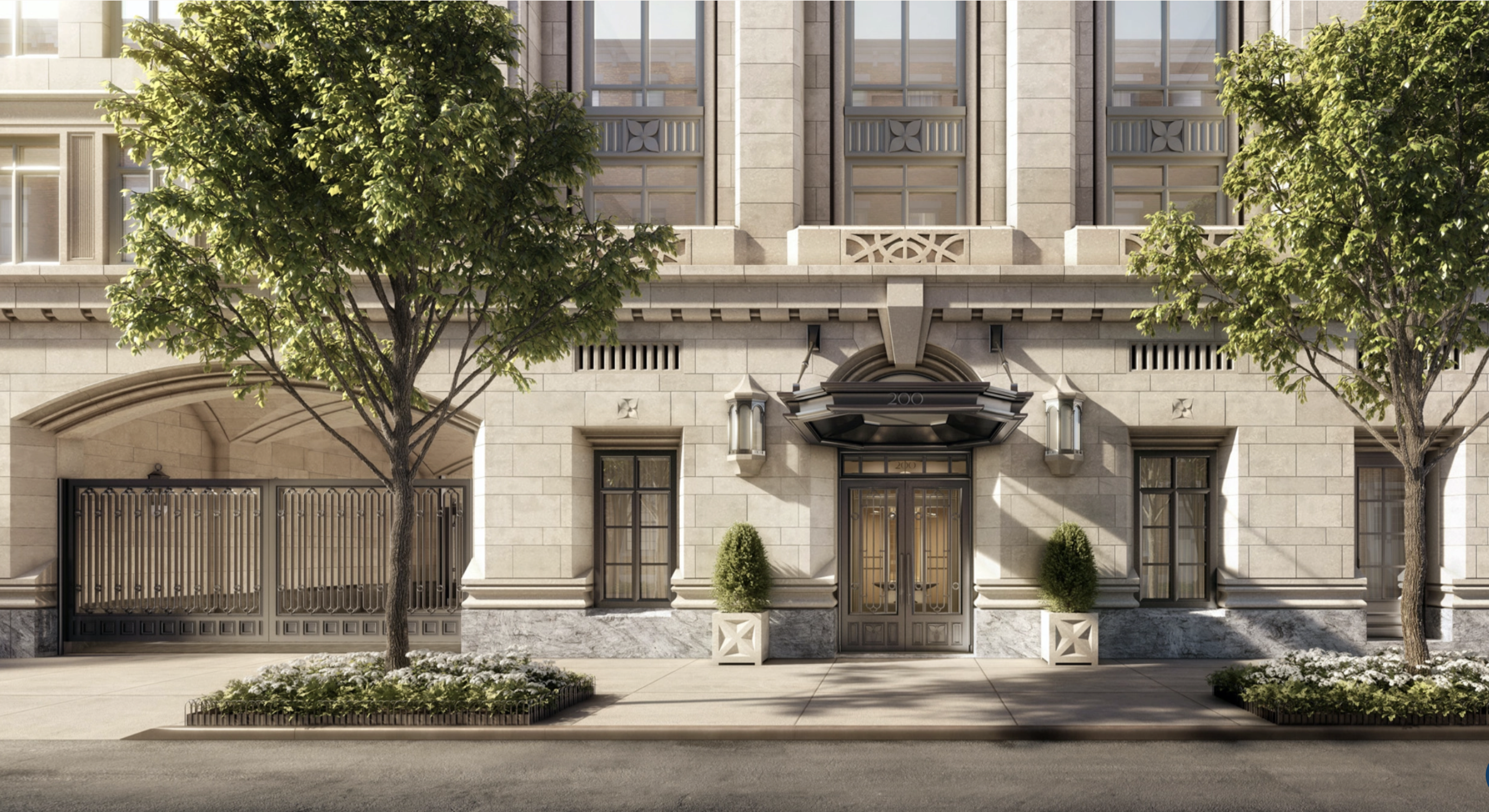 200 East 83rd Street, Unit 8C Manhattan, NY 10028 - Photo 9 of 26 a front view of a building with garage and glass windows