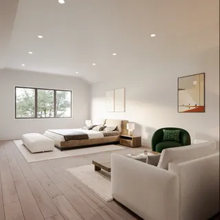 an empty room with windows