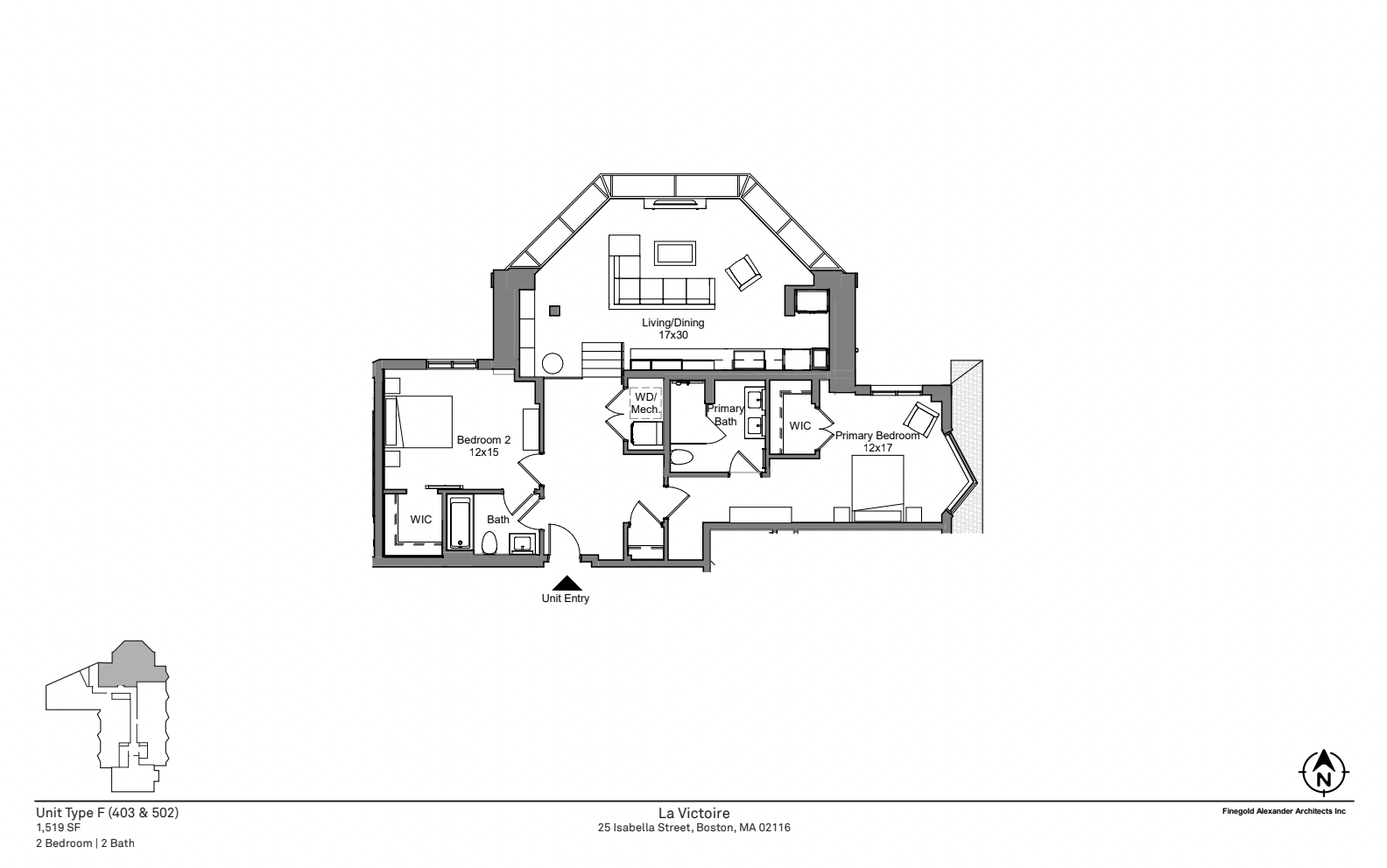 25 Isabella Street, Unit 502 Boston, MA 02116 - Photo 2 of 2 a picture of a floor plan