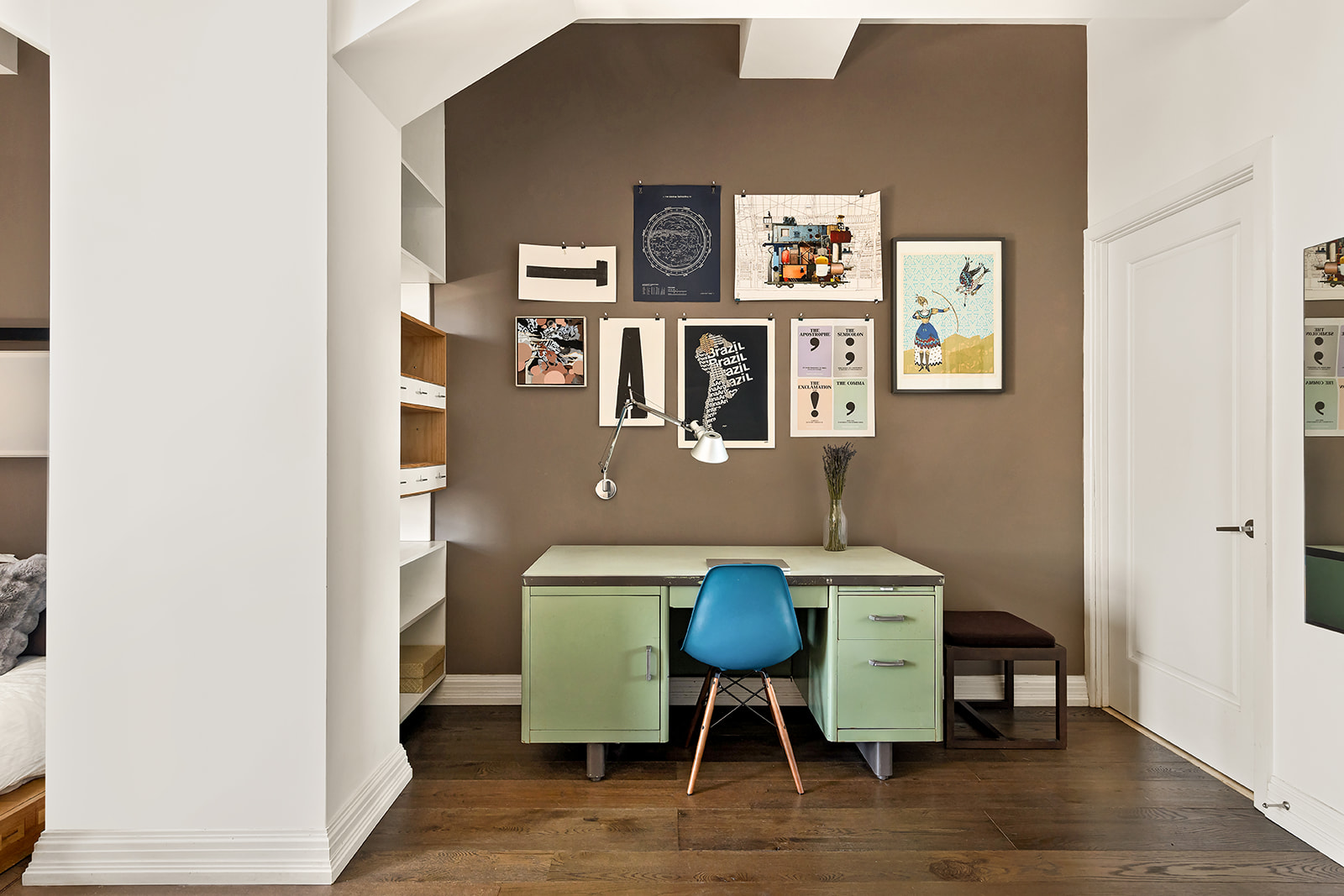 1 Hanson Place, Unit 11J Brooklyn, NY 11243 - Photo 6 of 10 a view of a workspace with furniture and wooden floor