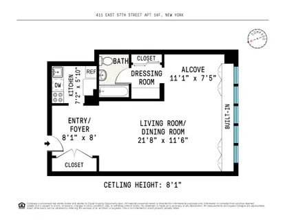 $415,000 | 411 East 57th Street, Unit 14F | Sutton Place