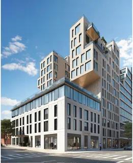 a front view of a building with glass windows