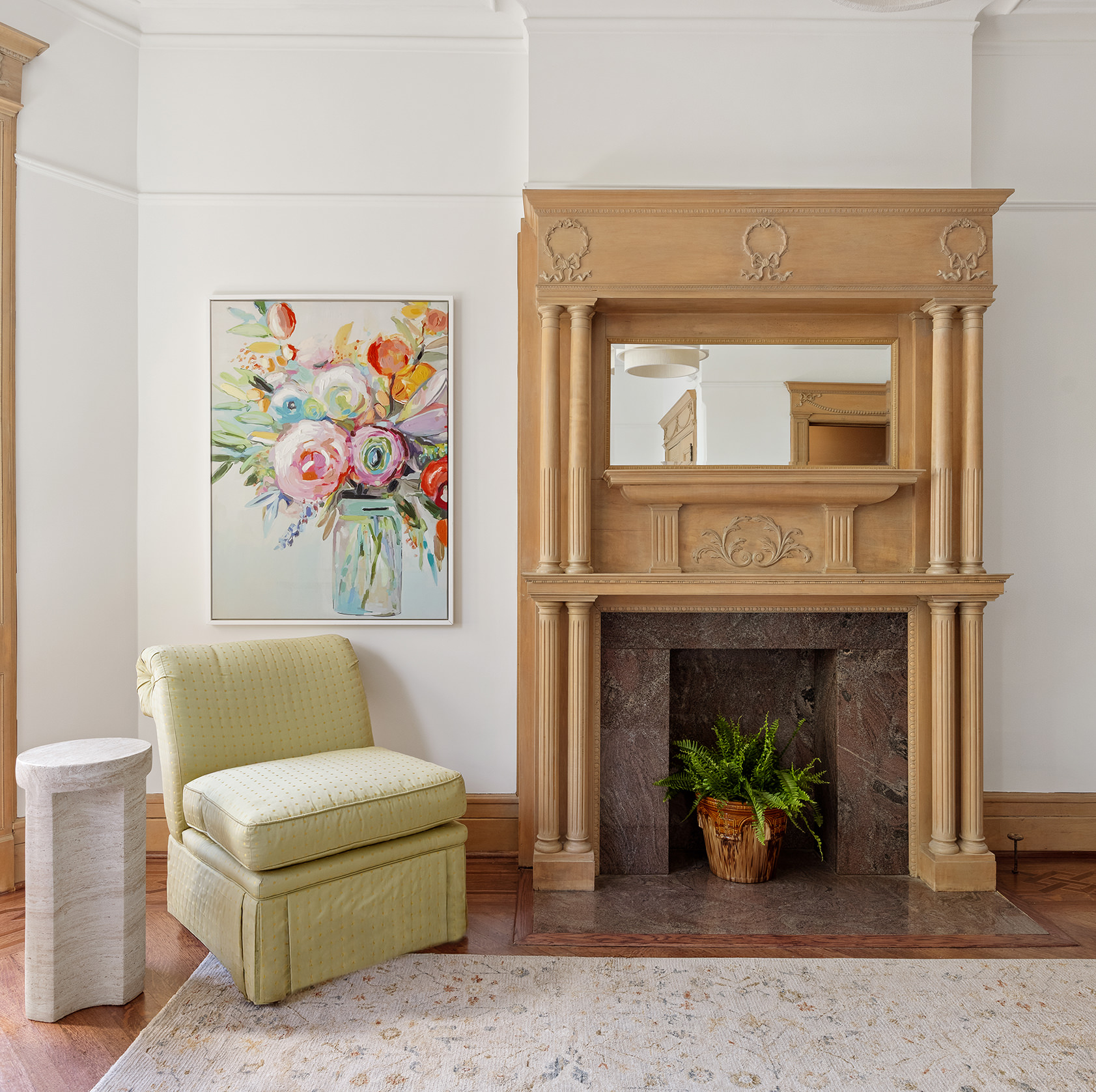 608 2nd Street Brooklyn, NY 11215 - Photo 23 of 34 a living room with furniture and a fireplace