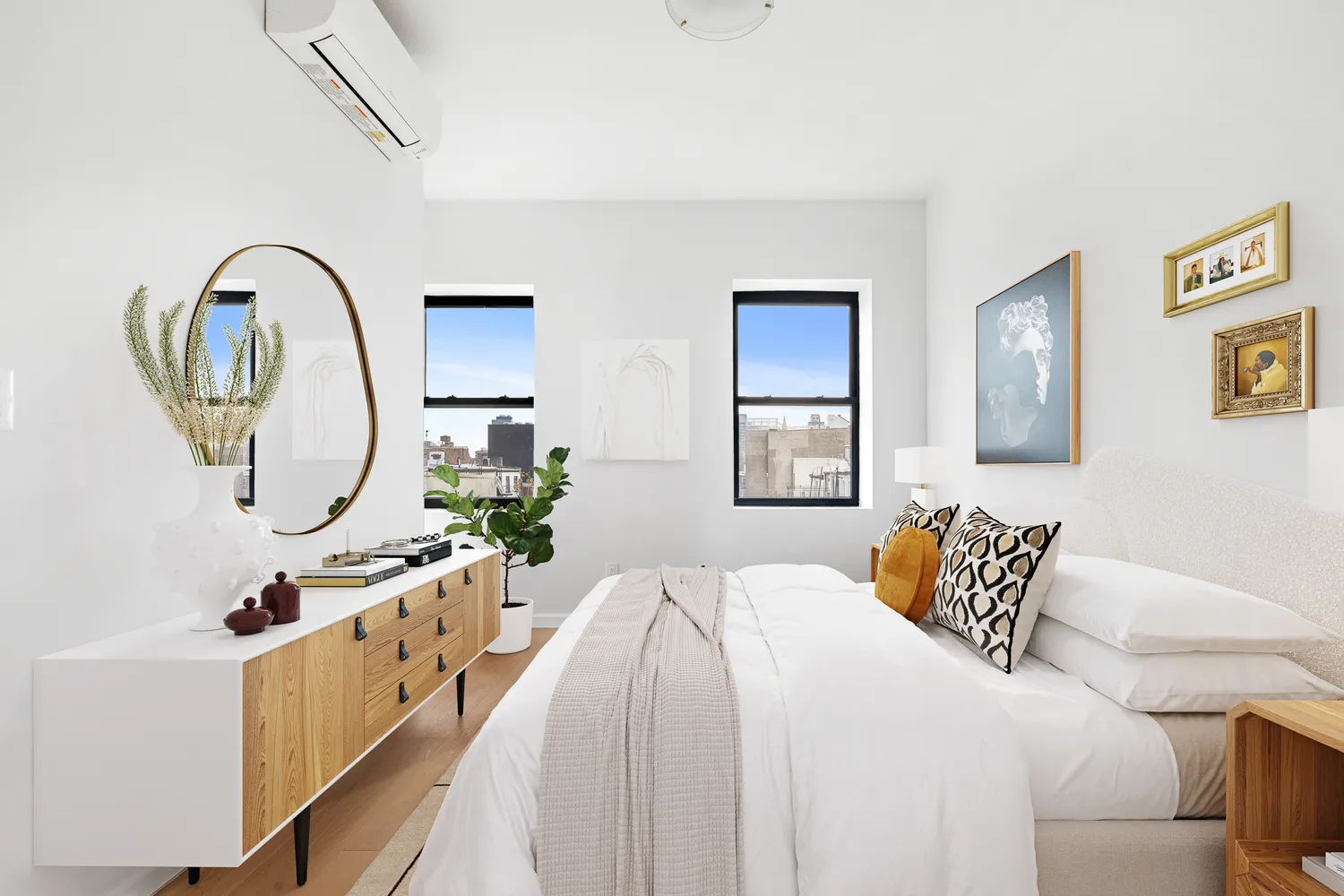 a bedroom with bed and a window