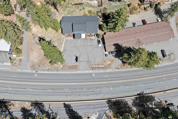 an aerial view of a house