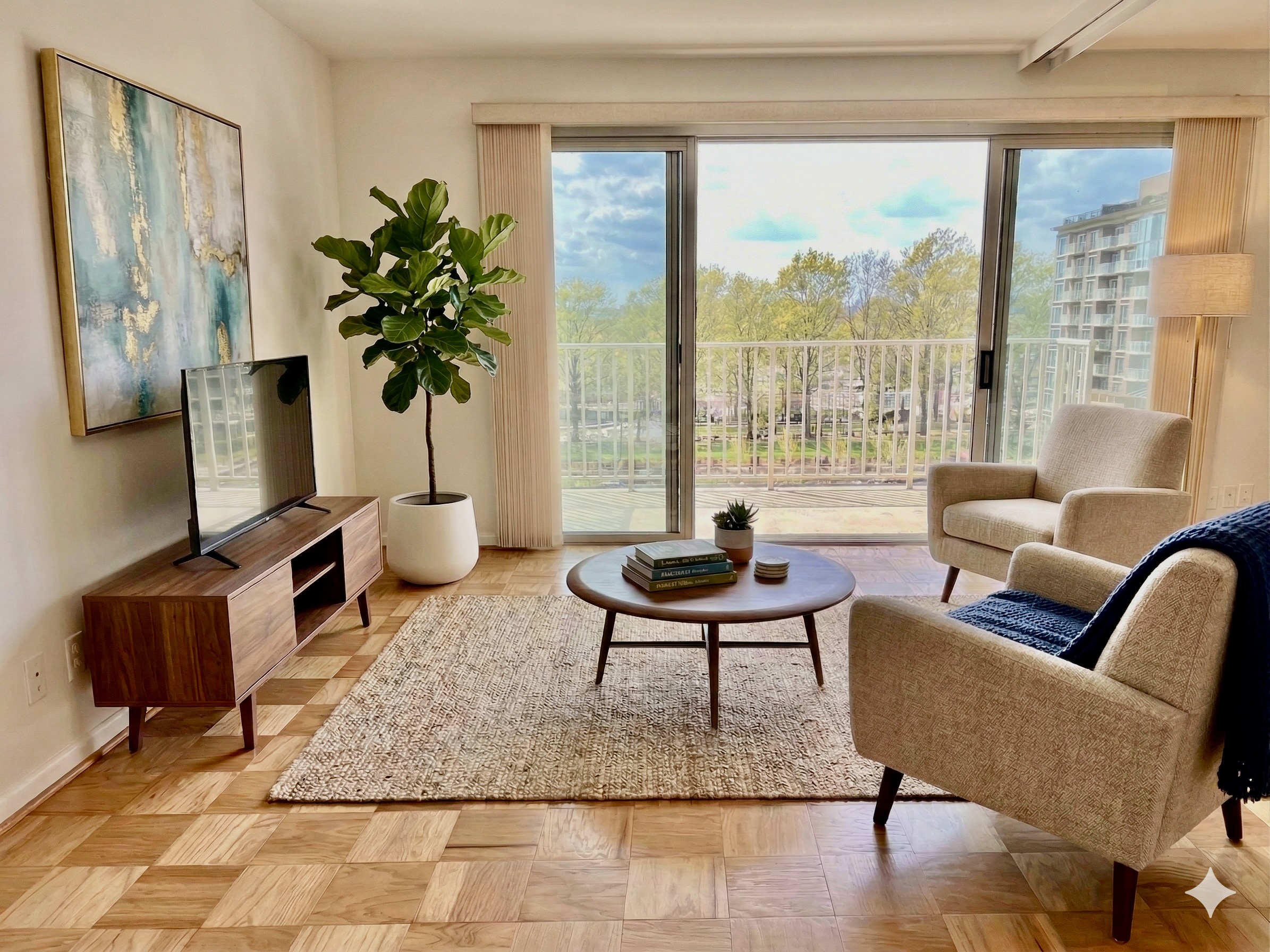 520 N Street Southwest, Unit S622 Washington, DC 20024 - Photo 2 of 25 a living room with furniture and a potted plant